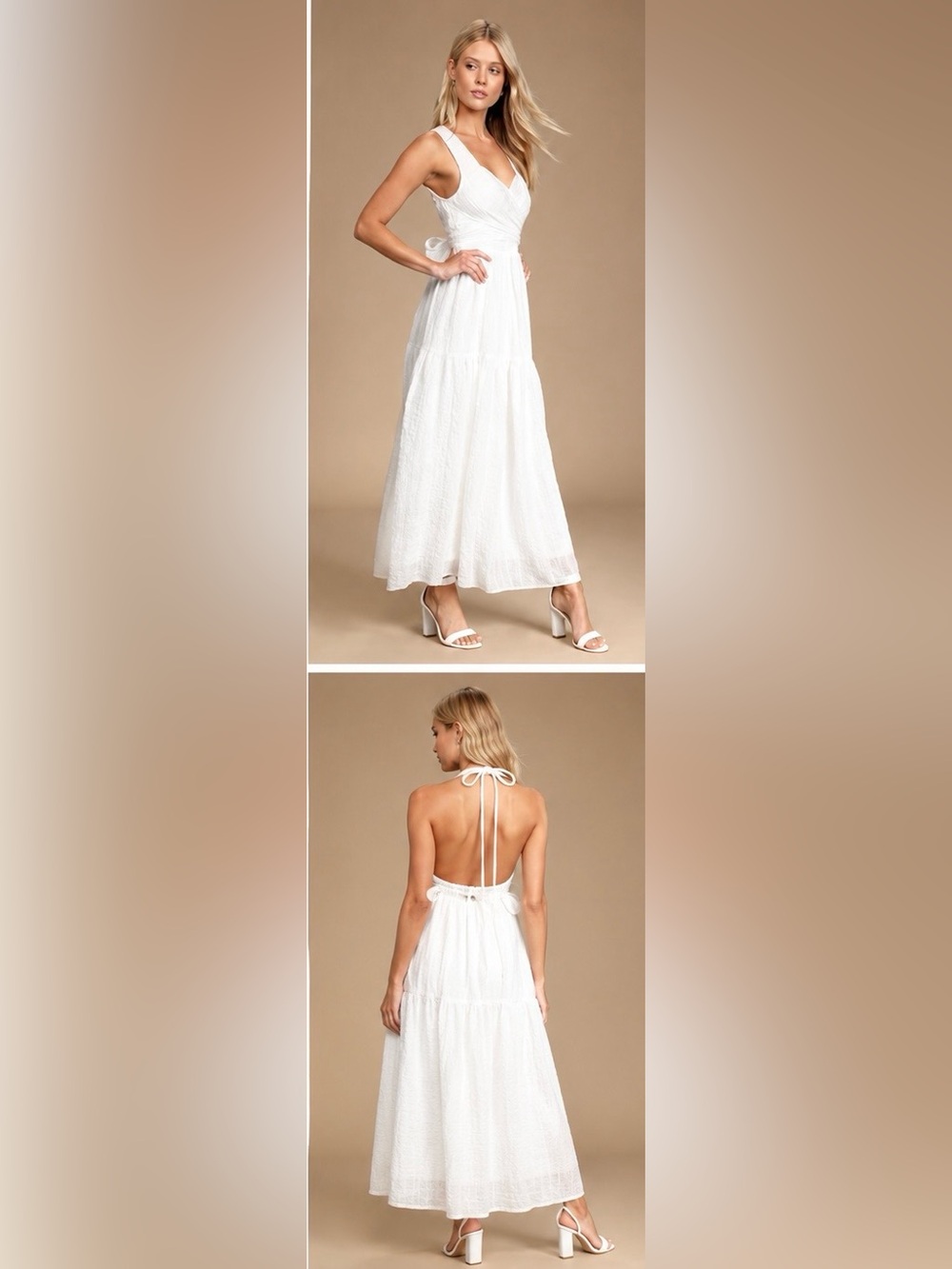 Lulu's White Textured Maxi Dress